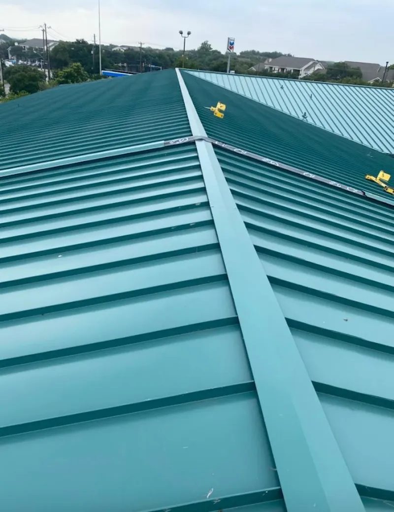 Green commercial metal roof ridge and valley for Metal Roof Repair in Ogden